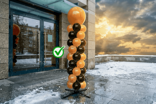 Weatherproof PilaMania balloon decoration for outdoor use