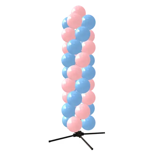 PilaMania balloon column in pink and blue on its stand, without a setting